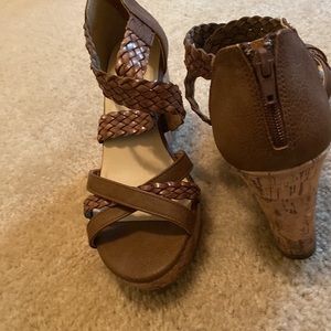 Maurices strappy wedges -tan/ brown